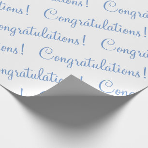 Gefeliciteerd Blauw Script Trouw Baby Shower Cadeaupapier