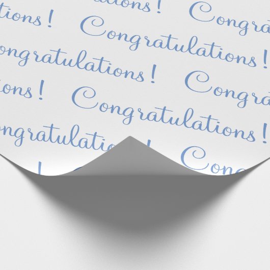 Gefeliciteerd Blauw Script Trouw Baby Shower Cadeaupapier (Hoek)