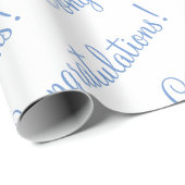 Gefeliciteerd Blauw Script Trouw Baby Shower Cadeaupapier (Rol Hoek)