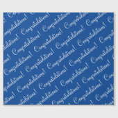 Gefeliciteerd Blauw Wit Cadeaupapier (Vlak)