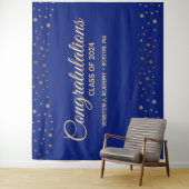 Gefeliciteerd blauwe goud klas van 2024 afgestudee wandkleed (In situ)