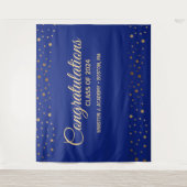 Gefeliciteerd blauwe goud klas van 2024 afgestudee wandkleed (Voorkant)