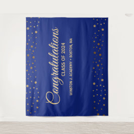 Gefeliciteerd blauwe goud klas van 2024 afgestudee wandkleed