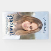 Gefeliciteerd Blauwe Script Foto Afstuderen Spandoek (Horizontaal)