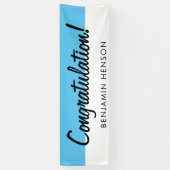 Gefeliciteerd Blauwe Typografie Naam Feest Spandoek (Verticaal)