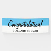 Gefeliciteerd Blauwe Typografie Naam Feest Spandoek (Horizontaal)