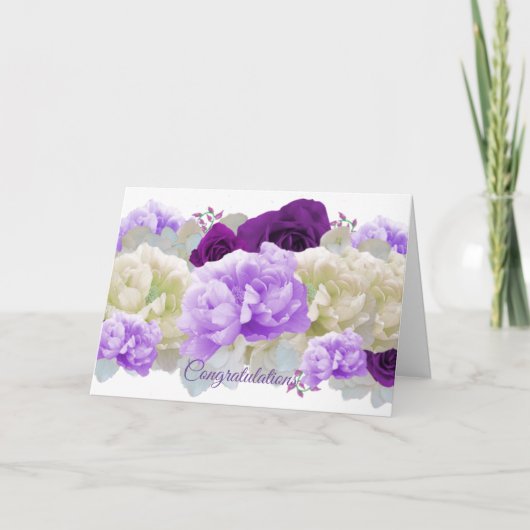 Gefeliciteerd bloemen bruiloft kaart (Voorkant)