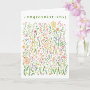 GEFELICITEERD Bloemen Velden Meadow Bloemen Kaart