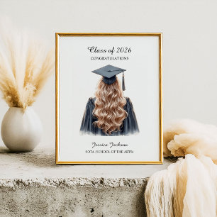 Gefeliciteerd Blond Vrouwelijk Afgestudeerde Jaarg Poster