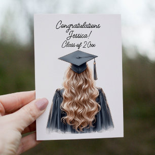 Gefeliciteerd Blonde Vrouwelijke Afgestudeerde in  Bedankkaart