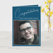 Gefeliciteerd Blue Afstuderen Foto Afstuderen Kaart (Gele Bloem)