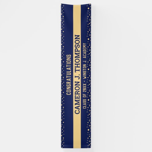 Gefeliciteerd Blue Gold Class van 2024 Afstuderen Spandoek (Verticaal)