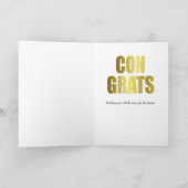 Gefeliciteerd Blue Gold Typografie Kaart (Binnen)