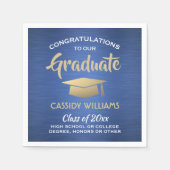 Gefeliciteerd Blue Gold White Modern Afstuderen Servet (Voorkant)