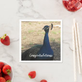Gefeliciteerd Blue Proud Peacock Foto Bird Servet (Insitu)