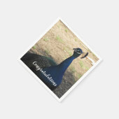 Gefeliciteerd Blue Proud Peacock Foto Bird Servet (Hoek)