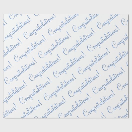 Gefeliciteerd Blue Script Wedding Baby shower Cadeaupapier (Vlak)