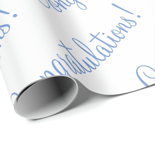 Gefeliciteerd Blue Script Wedding Baby shower Cadeaupapier (Rol Hoek)