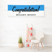 Gefeliciteerd Blue Typography naamfeest Spandoek (Insitu)