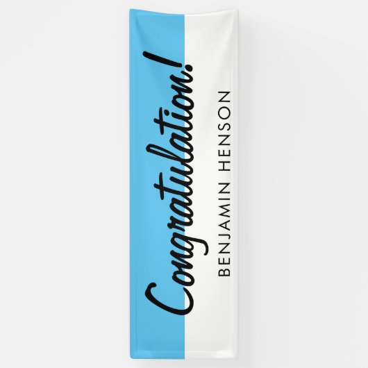 Gefeliciteerd Blue Typography naamfeest Spandoek (Verticaal)