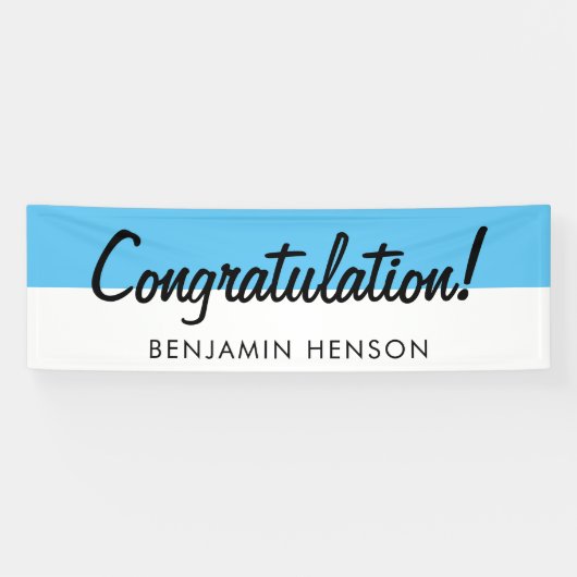 Gefeliciteerd Blue Typography naamfeest Spandoek (Horizontaal)
