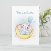 Gefeliciteerd Blue Waterverf Baby Kaart (Staand voorkant)