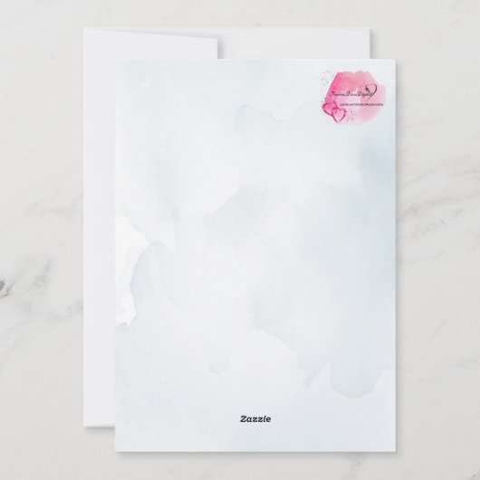 Gefeliciteerd Blue Waterverf Baby Kaart (Achterkant)