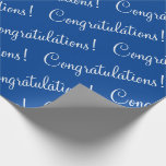Gefeliciteerd Blue White Cadeaupapier<br><div class="desc">Felicitatie! Blauw en wit cadeaubonpapier voor een afstuderen,  baby shower,  promotie,  nieuwe baby,  enz. Eenvoudig en lief.</div>