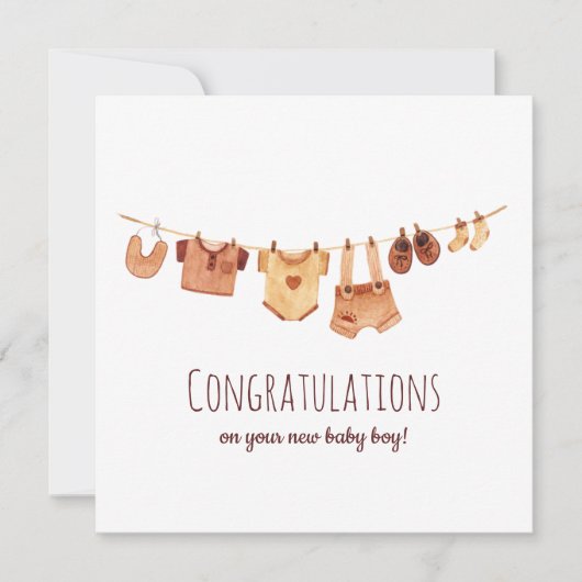 Gefeliciteerd Boho Baby Kleding Kaart (Voorkant)