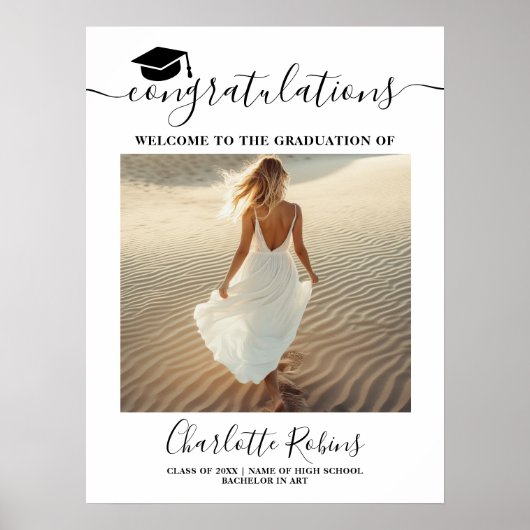 Gefeliciteerd Boho Diploma Uitreiking Welkom Foto  Poster (Voorkant)