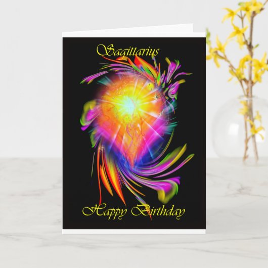 Gefeliciteerd Boogschutter Kaart (Gele Bloem)