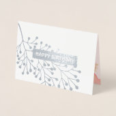 Gefeliciteerd. Botanisch Roze | Perzik Waterverf Folie Kaarten (Voorkant)