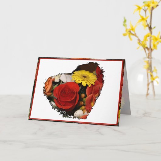 Gefeliciteerd Bouquet Grunge Flower Heart Kaart (Gele Bloem)