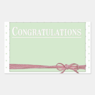 Gefeliciteerd Bow Stropdas Polka Dots Rechthoekige Sticker