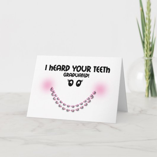 Gefeliciteerd Braces off - Teeth Graduated Brace Kaart (Voorkant)