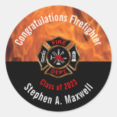Gefeliciteerd brandweergevechtsklasse | Naam Ronde Sticker (Voorkant)