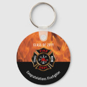 Gefeliciteerd Brandweerman Flames Klas | Naam Sleutelhanger (Voorkant)