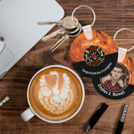 Gefeliciteerd Brandweerman Vlammen Klasse | Naam Sleutelhanger