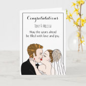 Gefeliciteerd Bride en Groom Gepersonaliseerd Kaart (Gele Bloem)