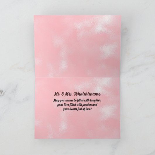 Gefeliciteerd Bride en Groom Pink Wedding Kaart (Binnen)