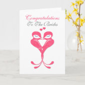 Gefeliciteerd Brides Tortelduifjes Lesbian Wedding Kaart (Gele Bloem)