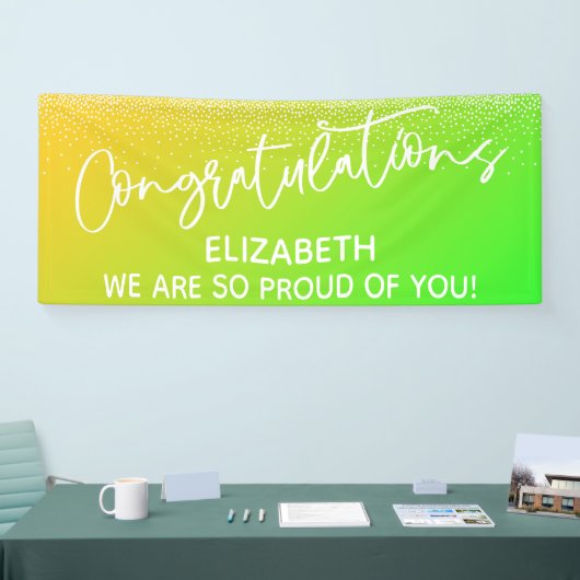 Gefeliciteerd Bright Yellow & Green Ombre Spandoek (Beurs)
