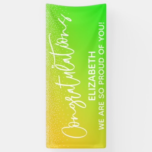 Gefeliciteerd Bright Yellow & Green Ombre Spandoek (Verticaal)