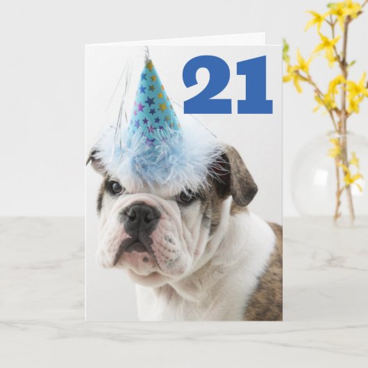 Gefeliciteerd | Britse buldog puppy Kaart (Gele Bloem)