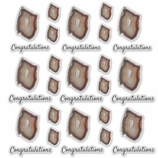 Gefeliciteerd, Brown Agate Geode Slice Sticker (Voorkant)