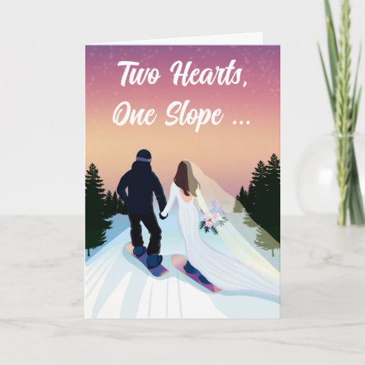 Gefeliciteerd Bruid & Bruidegom Snowboarden Kaart (Voorkant)