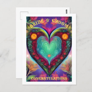 GEFELICITEERD BRUID EN BRUIDEGOM BRIEFKAART