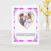 Gefeliciteerd, bruid en bruidegom kaart (Gele Bloem)