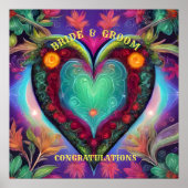 GEFELICITEERD BRUID EN BRUIDEGOM POSTER (Voorkant)