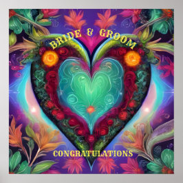 GEFELICITEERD BRUID EN BRUIDEGOM POSTER